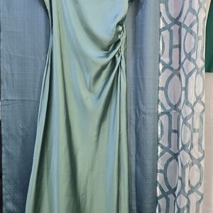 Zara Satin Slip Dress in Seafoam